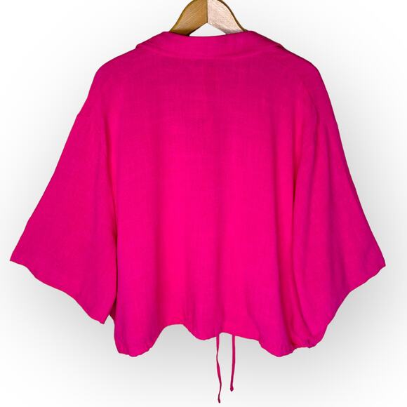 And Now This Women's New Cropped Button Front Top Size 3X Pomegranate Pink - Picture 2 of 11